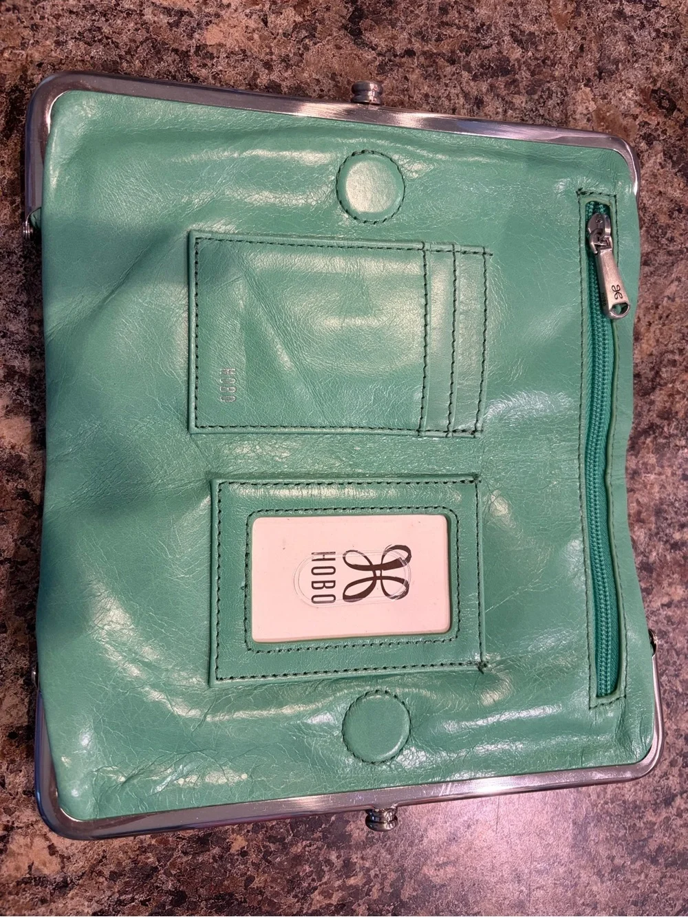 HOBO Mint Green Leather Clutch Wallet